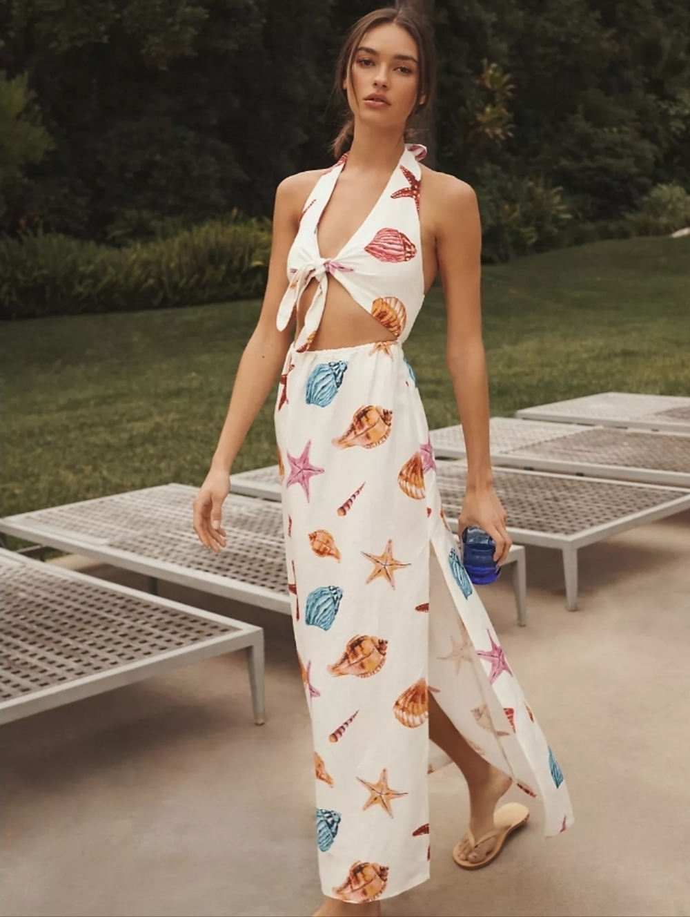 Anthropologie Cut-Out Halter Cut-Out Cover Up Maxi Dress Size L